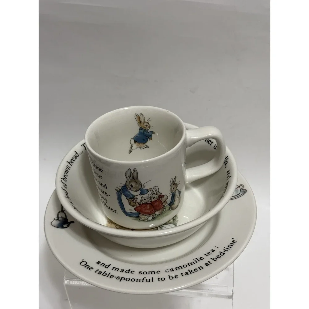 Wedgwood Peter Rabbit Nursery Set Cup Bowl Plate Beatrix Potter Made in England